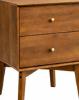 26" Oak Wood Two Drawer Nightstand