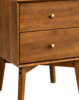 26" Oak Wood Two Drawer Nightstand