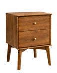 26" Oak Wood Two Drawer Nightstand