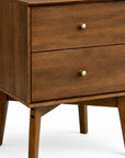 26" Oak Wood Two Drawer Nightstand
