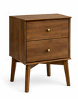 26" Oak Wood Two Drawer Nightstand