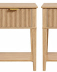 Set of Two 23" Natural Wood Ribbed Texture One Drawer Nightstand