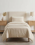 Set of Two 23" Natural Wood Ribbed Texture One Drawer Nightstand
