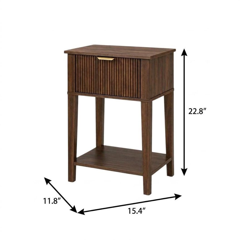 Set of Two 23" Natural Wood Ribbed Texture One Drawer Nightstand