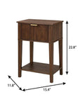 Set of Two 23" Natural Wood Ribbed Texture One Drawer Nightstand