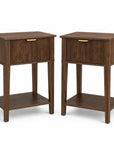 Set of Two 23" Natural Wood Ribbed Texture One Drawer Nightstand