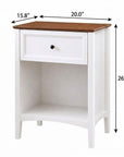 26" Black Wood One Drawer Nightstand