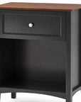 26" Black Wood One Drawer Nightstand