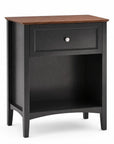 26" Black Wood One Drawer Nightstand