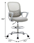 Gray And White Swivel Rolling Drafting Chair With Footrest