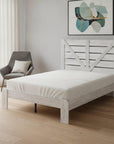 White Solid Wood Metal And Wood Full Bed Frame