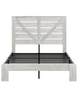 White Solid Wood Metal And Wood Full Bed Frame