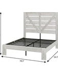 White Solid Wood Metal And Wood Full Bed Frame