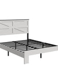 White Metal And Solid Wood Full Bed Frame