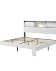 White Metal King Bed Frame With USB