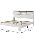 White Metal King Bed Frame With USB