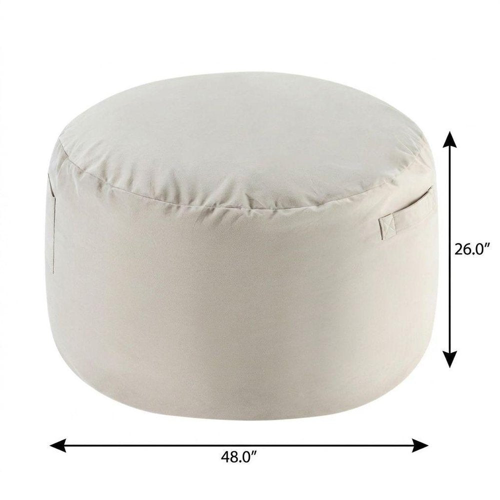 48" White Upholstered Bean Bag Chair