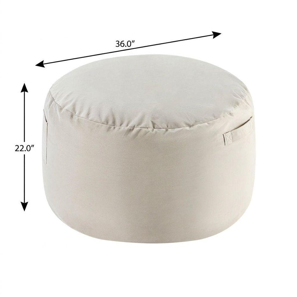 36" Gray Upholstered Bean Bag Chair