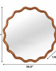 36" Golden Brown Solid Wood Scalloped Framed Accent Mirror
