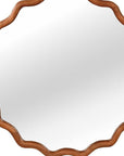 36" Golden Brown Solid Wood Scalloped Framed Accent Mirror