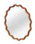 36" Golden Brown Solid Wood Scalloped Framed Accent Mirror