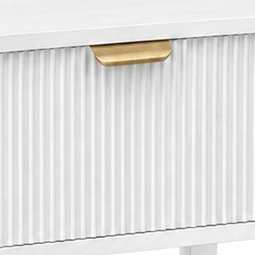 Set of Two 23" White Wood Ribbed Texture One Drawer Nightstand
