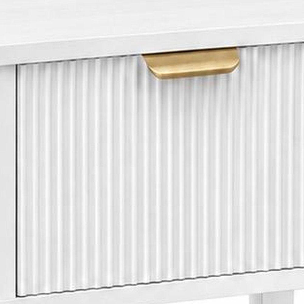 Set of Two 23" White Wood Ribbed Texture One Drawer Nightstand