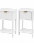 Set of Two 23" White Wood Ribbed Texture One Drawer Nightstand