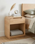 24" Natural Wood One Drawer Nightstand