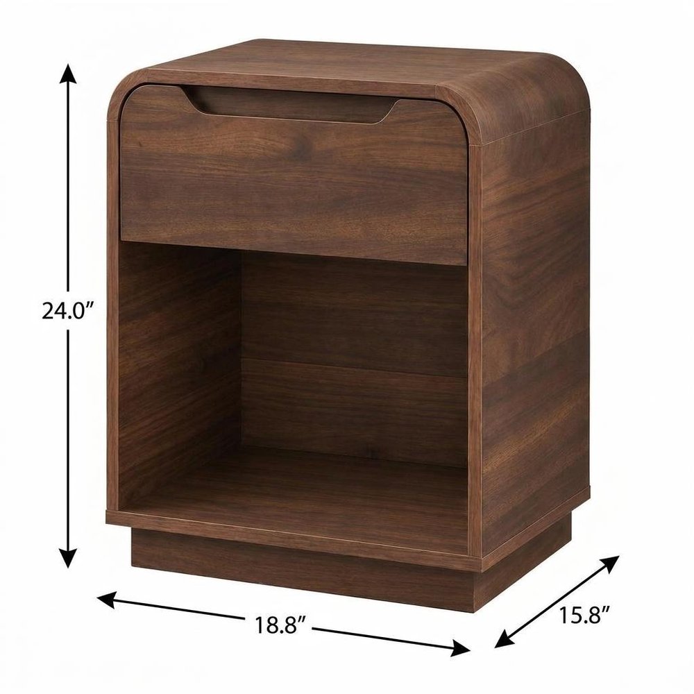 24" Natural Wood One Drawer Nightstand