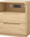 24" Natural Wood Two Drawer Nightstand with USB Port and Integrated Tech
