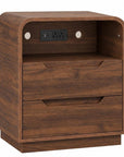 24" Natural Wood Two Drawer Nightstand with USB Port and Integrated Tech