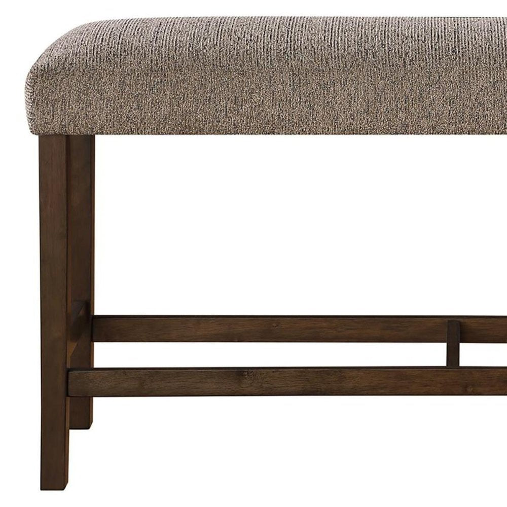 48" Brown And Dark Brown Fabric And Wood Upholstered Dining Bench
