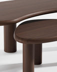 Set Of Two Brown Wood Free Form Abstract Nested Coffee Tables