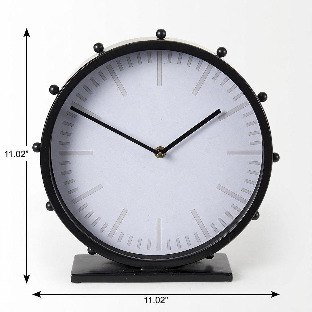 11" Black Iron Silent Analog Round Wall Clock