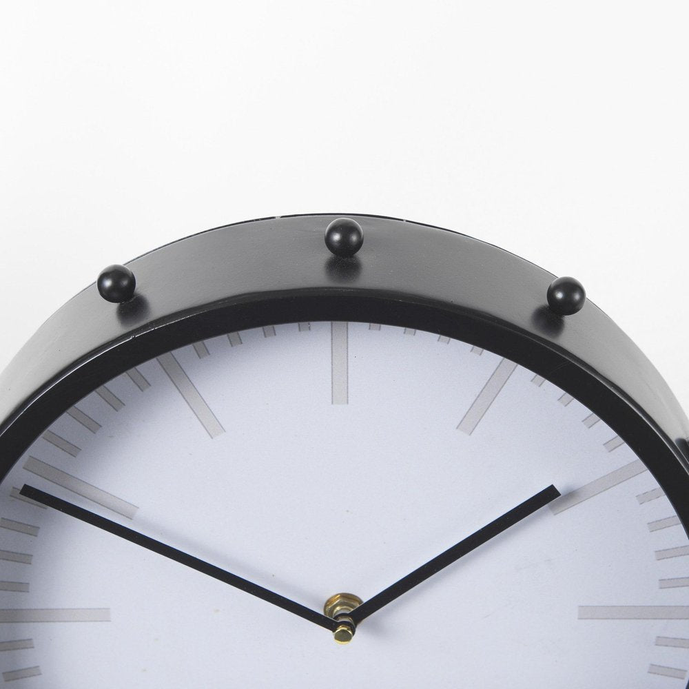 11" Black Iron Silent Analog Round Wall Clock