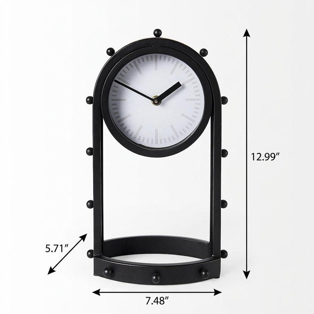 7" Black Iron Silent Analog Round Wall Clock