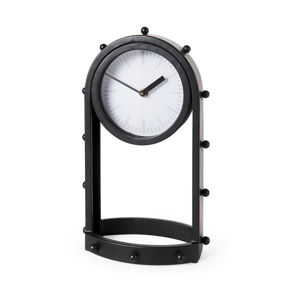 7" Black Iron Silent Analog Round Wall Clock