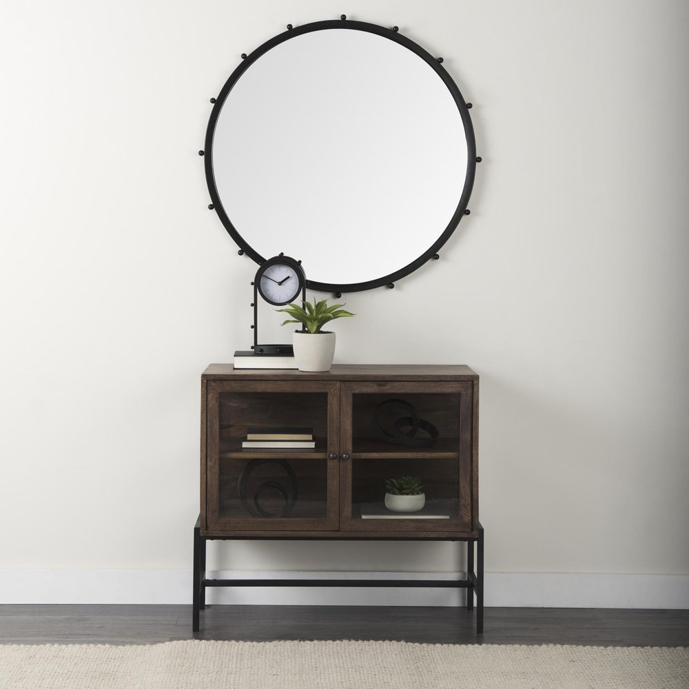 7" Black Iron Silent Analog Round Wall Clock