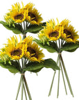 Set of Three 15" Yellow Artificial Sunflower Tree In Round Black Planter