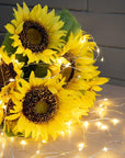 Set of Three 15" Yellow Artificial Sunflower Tree In Round Black Planter