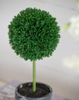 Set of Three 10" Green Artificial Boxwood Tree In Round Black Planter
