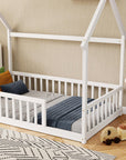 White Solid Wood Twin House Bed