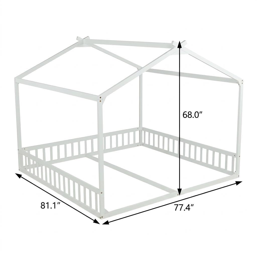 White Solid Wood Twin House Bed