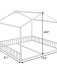White Solid Wood Twin House Bed