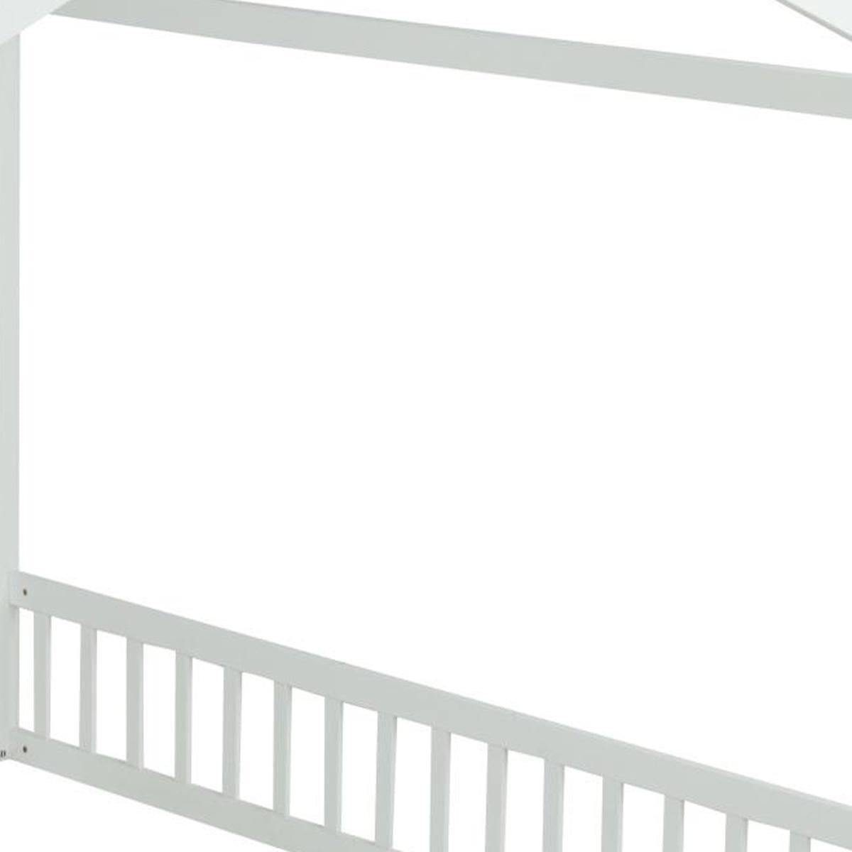 White Solid Wood Twin House Bed