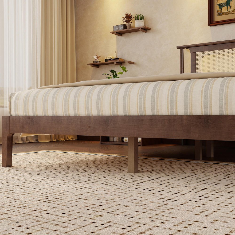 Walnut Solid Wood Queen Bed Frame