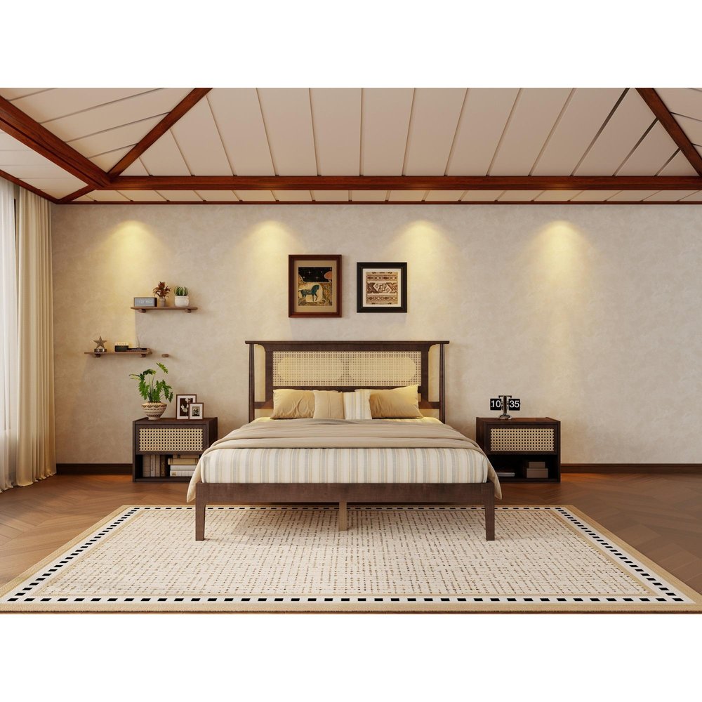 Walnut Solid Wood Queen Bed Frame