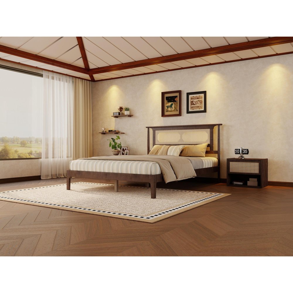 Walnut Solid Wood Queen Bed Frame