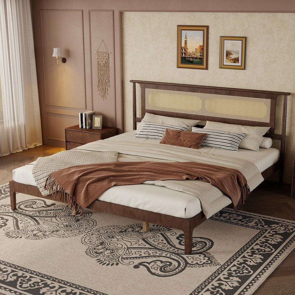 Walnut Solid Wood Queen Bed Frame